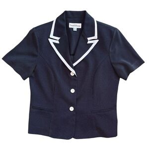 Danny & Nicole black Blazer with White Trim/size 12P